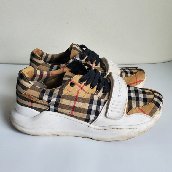Burberry Other - Burberry Beige Check Regis designer Sneakers. Size 42 = mens 8.5